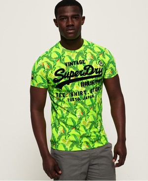 Superdry Ing Shop All Over Print Férfi Pólók Sárga | FWSKH0419